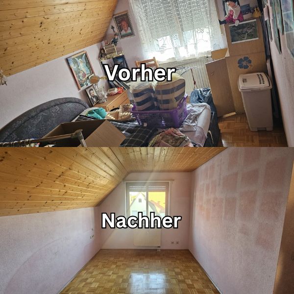 Vorher-Nachher-Bild nach professioneller Entrümpelung